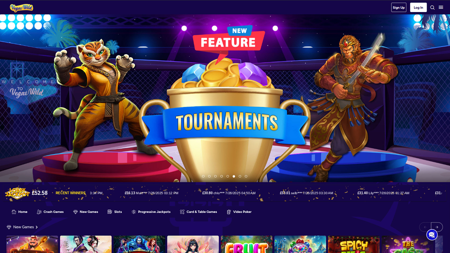 Vegas Wild Casino Desktop Homepage
