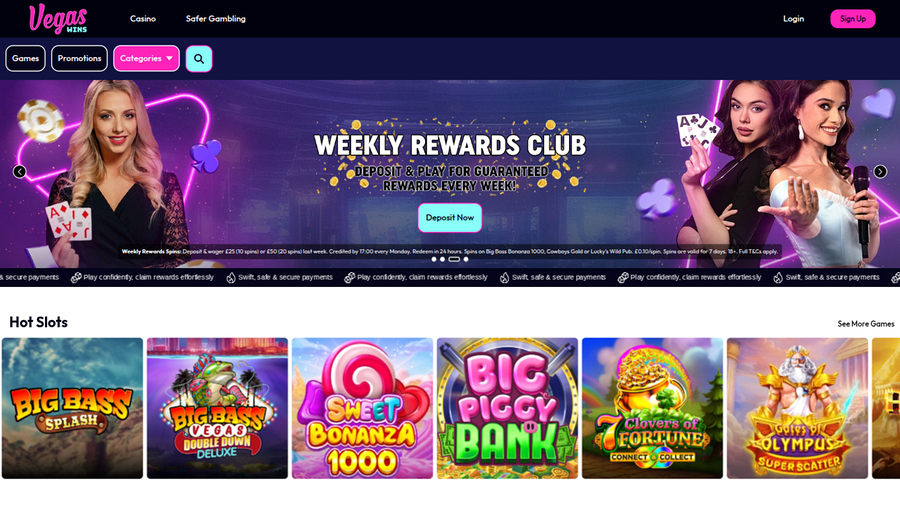 Vegas Wins Casino Desktop Homepage