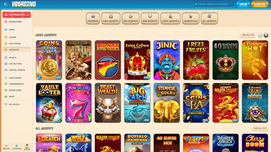 Vegasino Casino Desktop Jackpot