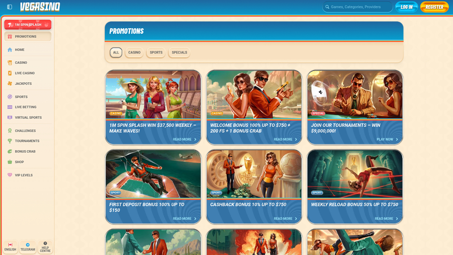 Vegasino Casino Desktop Promotions
