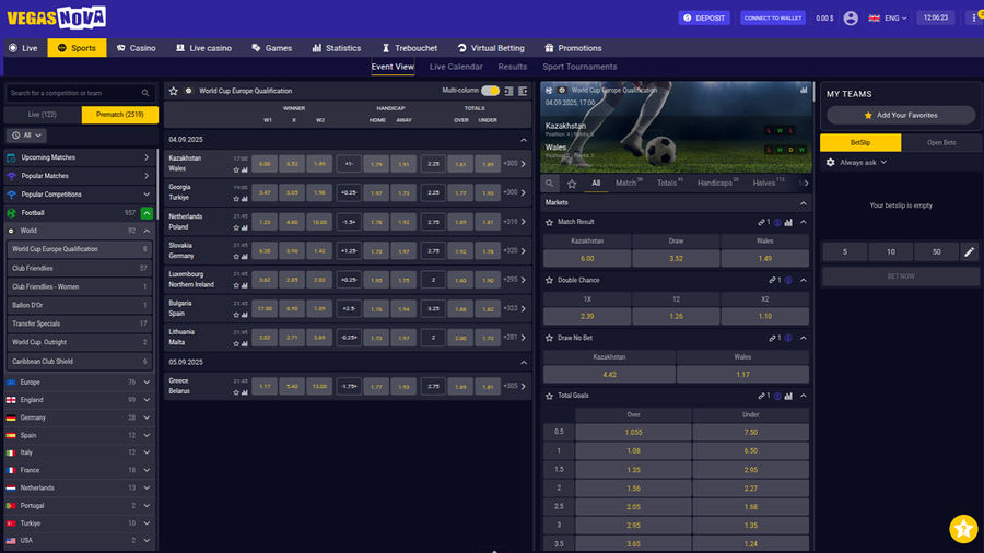 VegasNova Casino Desktop Sports