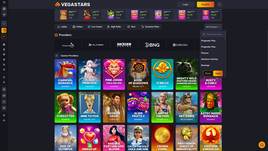 VegaStars Casino Game Developers