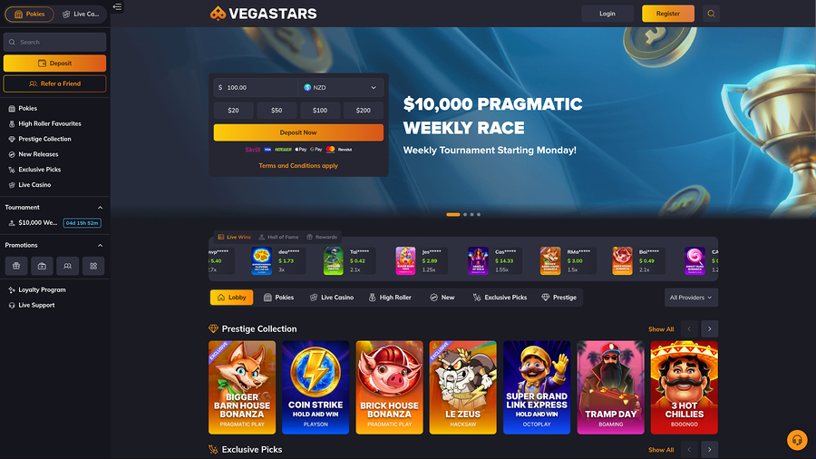 VegaStars Casino Homepage