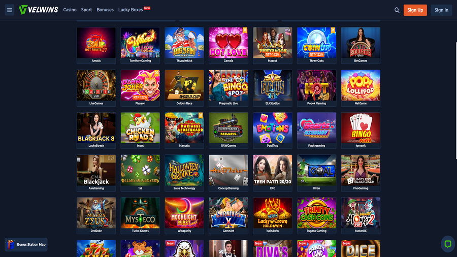 Games screenshot of Velwins Casino for Desktop