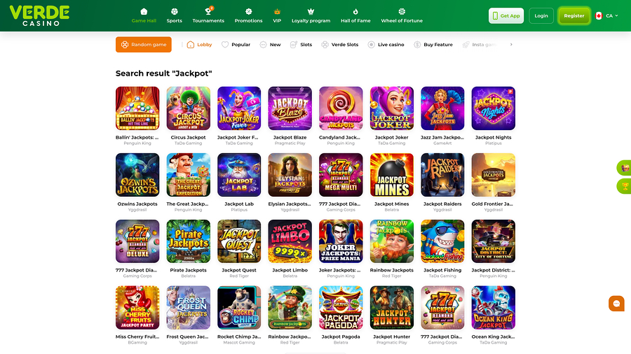 Jackpot de escritorio del Casino Verde