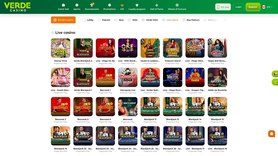 Crupier en vivo de Verde Casino para escritorio