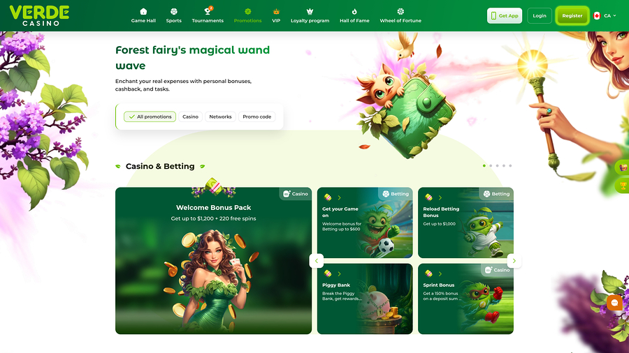Promociones de Verde Casino para escritorio