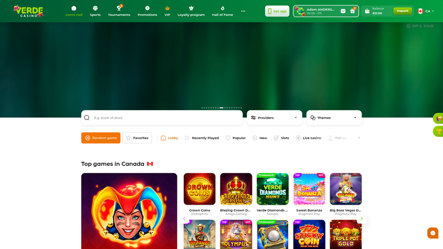 Verde Casino Desktop Homepage