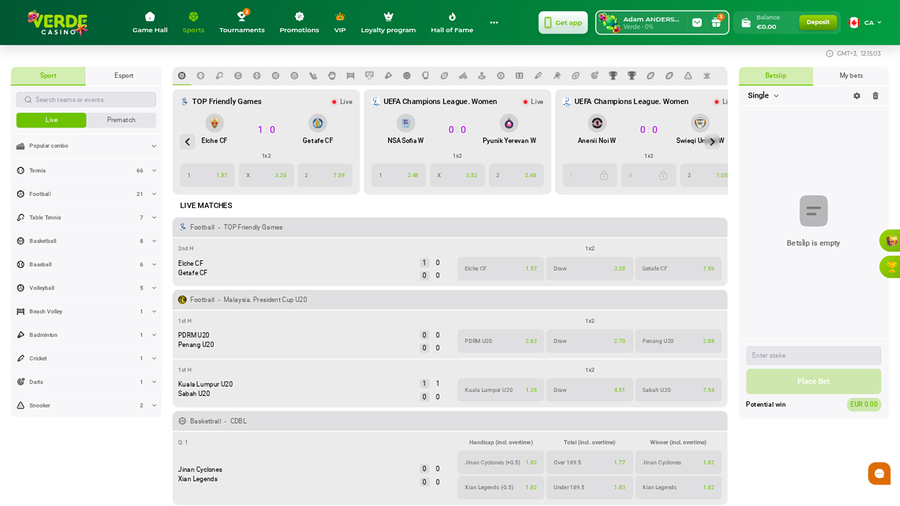 Verde Casino Desktop Sports