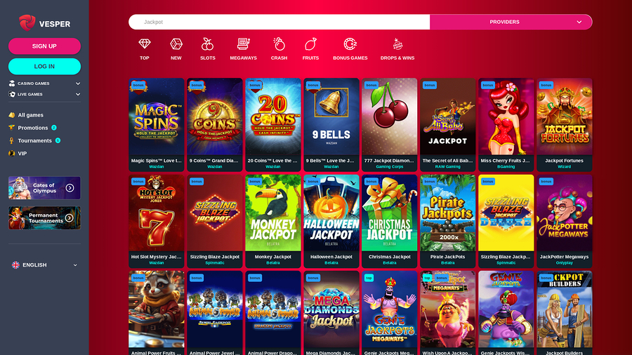 Vesper Casino Desktop Jackpot