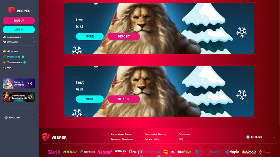 Vesper Casino Desktop Promotions