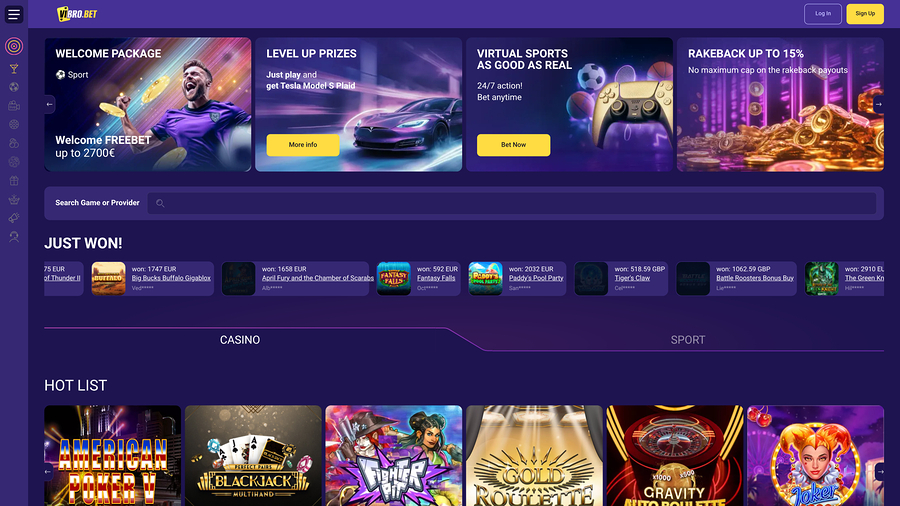 VibroBet Casino Homepage