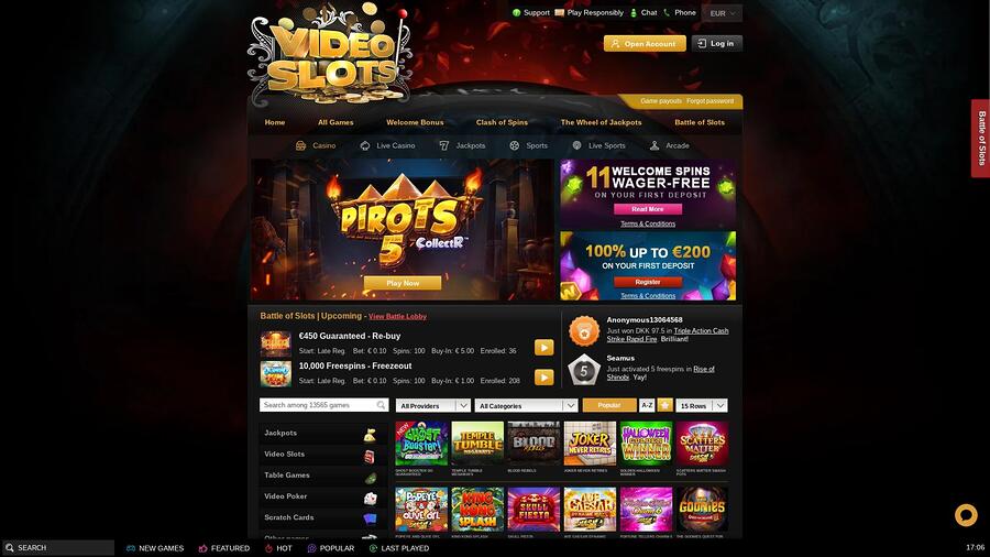 Videoslots Casino Desktop Hemsida