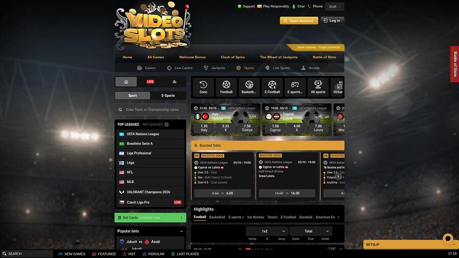 Videoslots Casino Desktop Sport