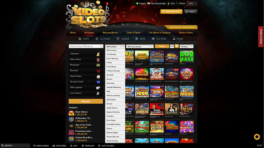 Videoslots Casino Desktop Game Developers