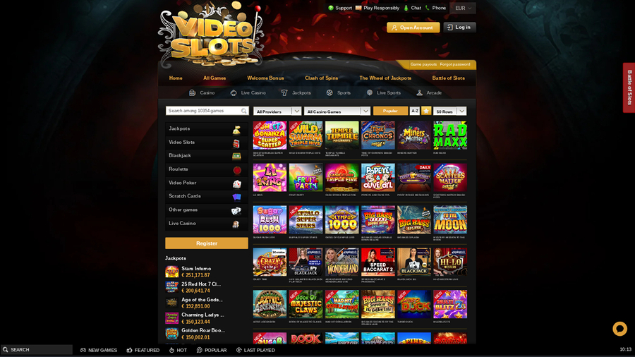 Videoslots Casino Desktop Games