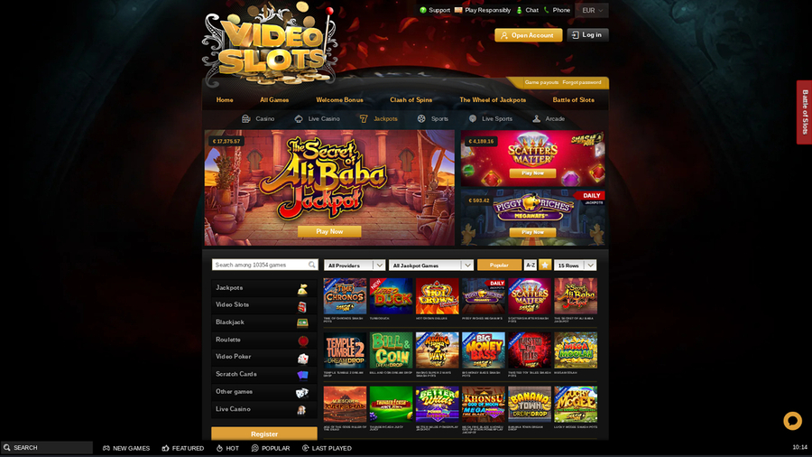 Videoslots Casino Desktop Jackpot