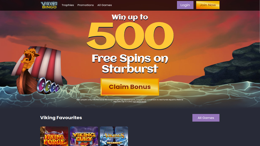 Viking Bingo Casino Desktop Homepage