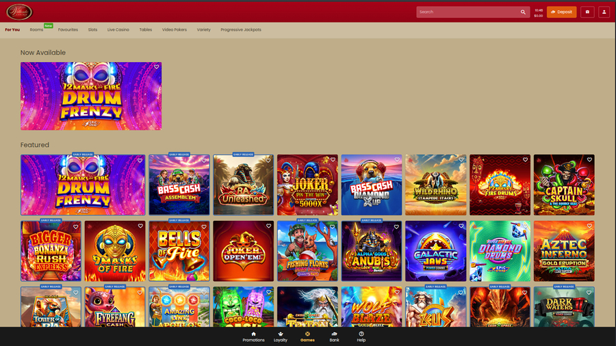 Juegos de Villento Casino en escritorio