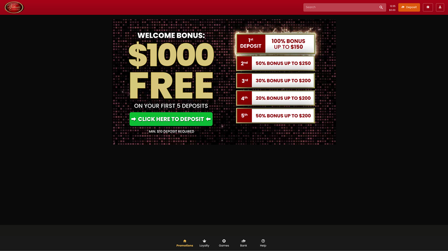 Promociones de escritorio de Villento Casino