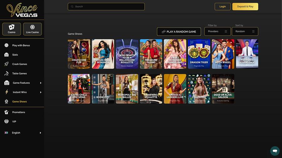 Juegos de escritorio del casino Vince Vegas