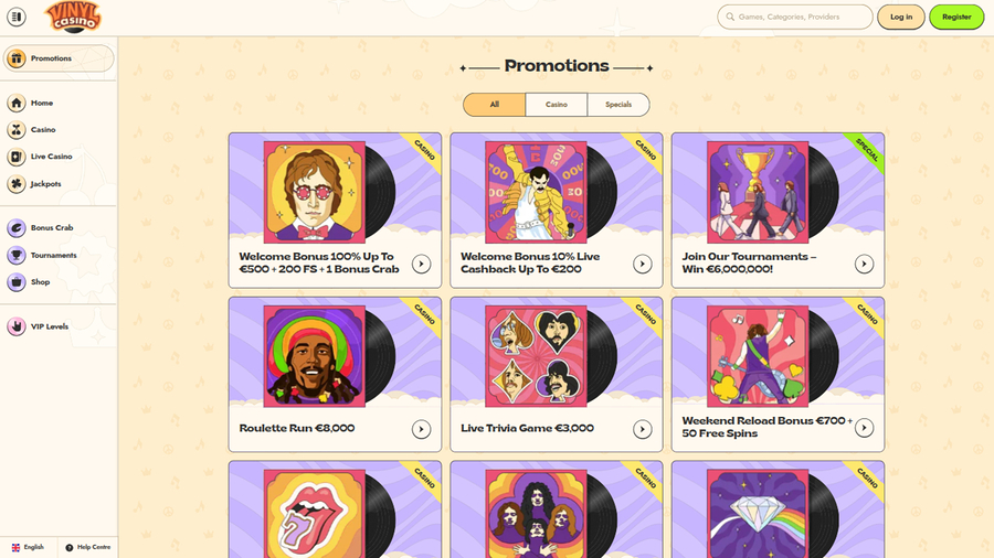 Vinyl Casino Desktop Promotions