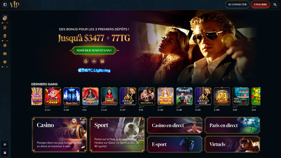 VIP Casino Desktop Homepage