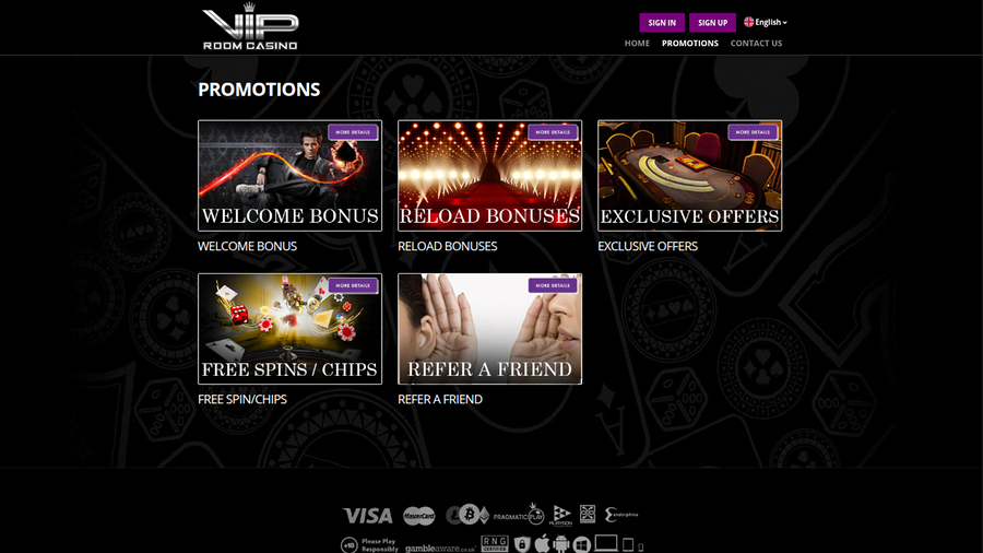 VIP Room Casino Desktop Promotions
