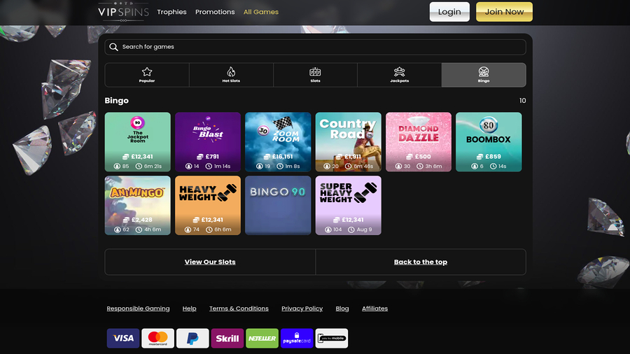 VIP Spins Casino Desktop Bingo