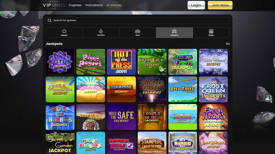 VIP Spins Casino Desktop Jackpot