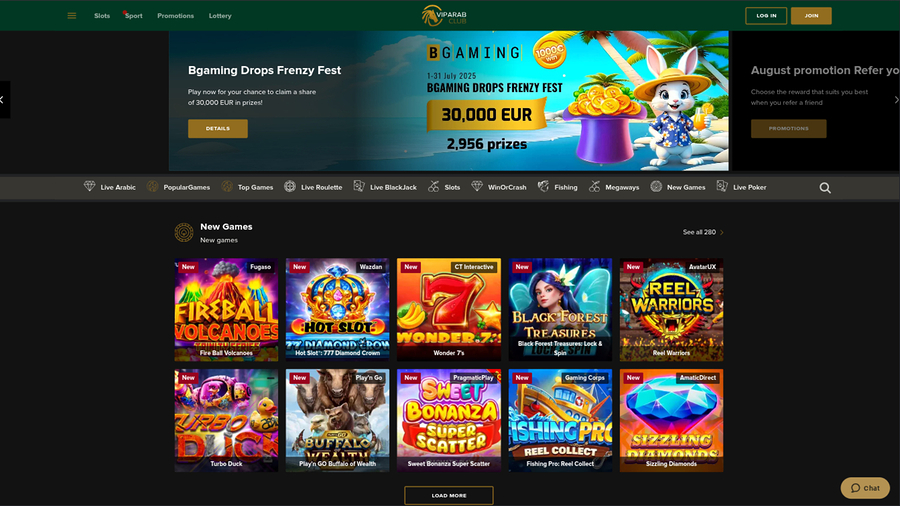 VipArabClub Casino Desktop Homepage
