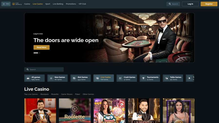VipMonte Casino Desktop Live Dealer