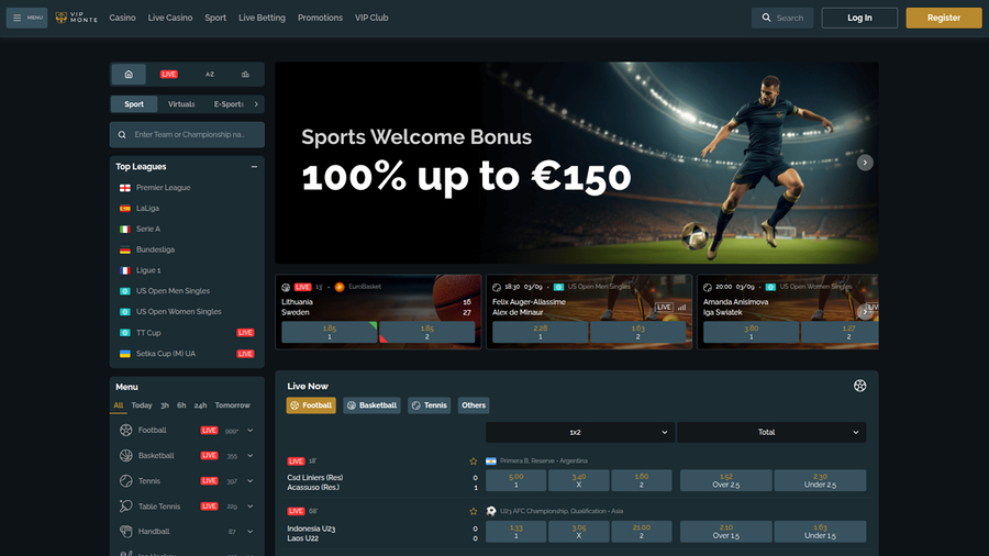 VipMonte Casino Desktop Sports