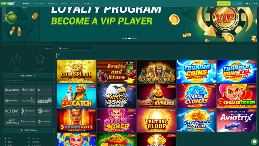 VivatBet Casino Desktop Games