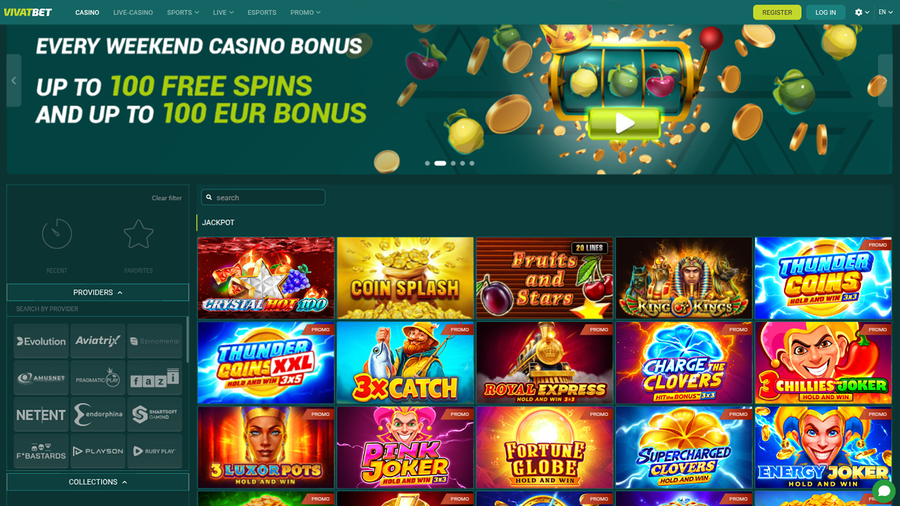 VivatBet Casino Desktop Jackpot