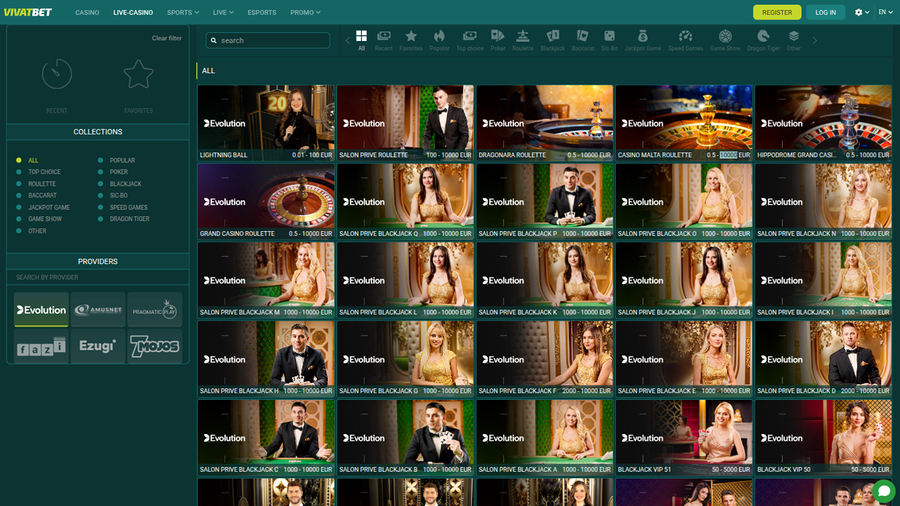 VivatBet Casino Desktop Live Dealer