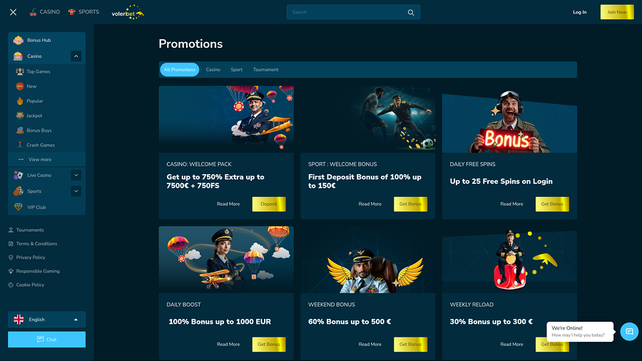 Volerbet Casino Desktop Promotions