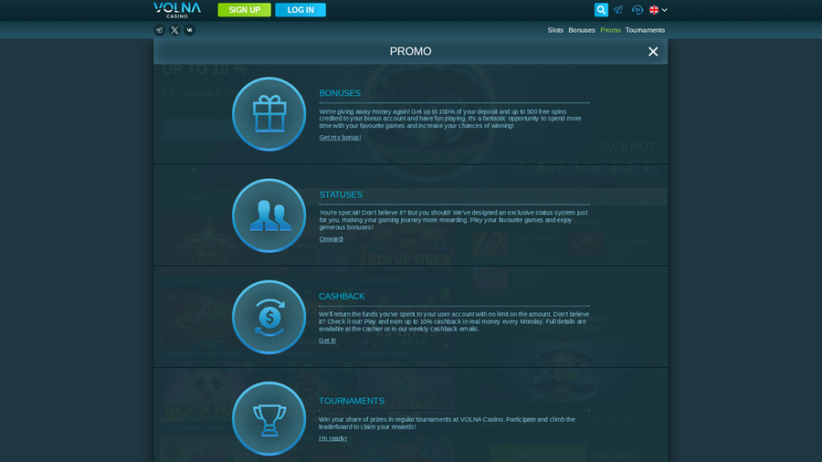 Volna Casino Desktop Promotions