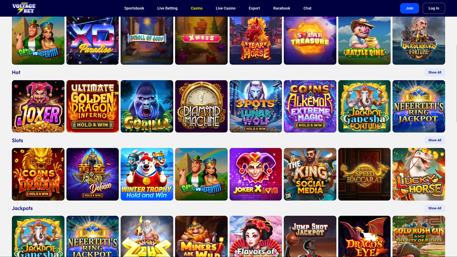 VoltageBet Casino Games