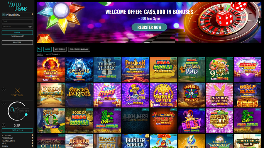 VoodooDreams Casino Desktop Jackpot