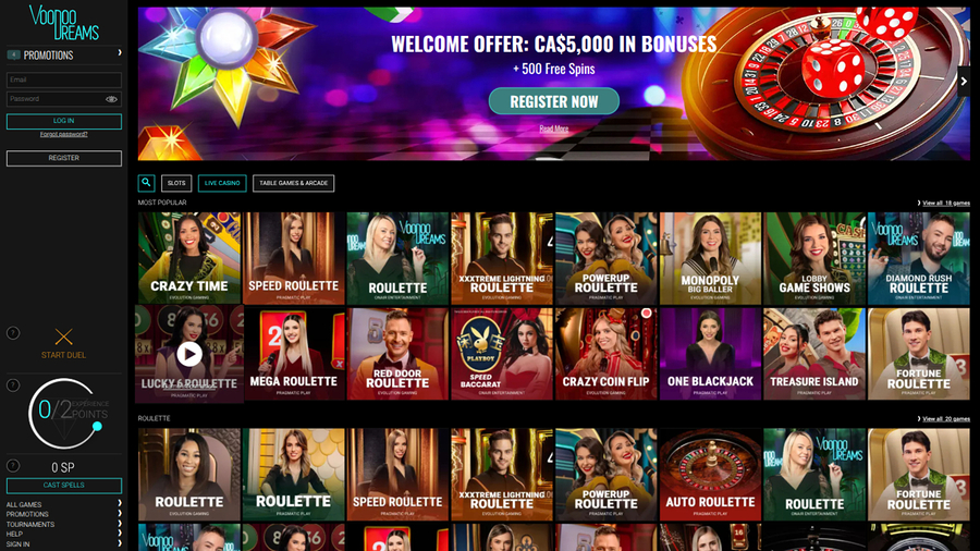  VoodooDreams Casino Desktop Live Dealer