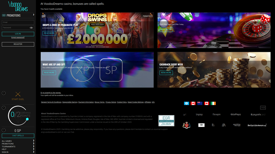 VoodooDreams Casino Desktop Promotions