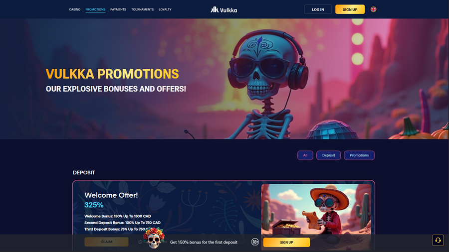 Vulkka Casino Desktop Promotions