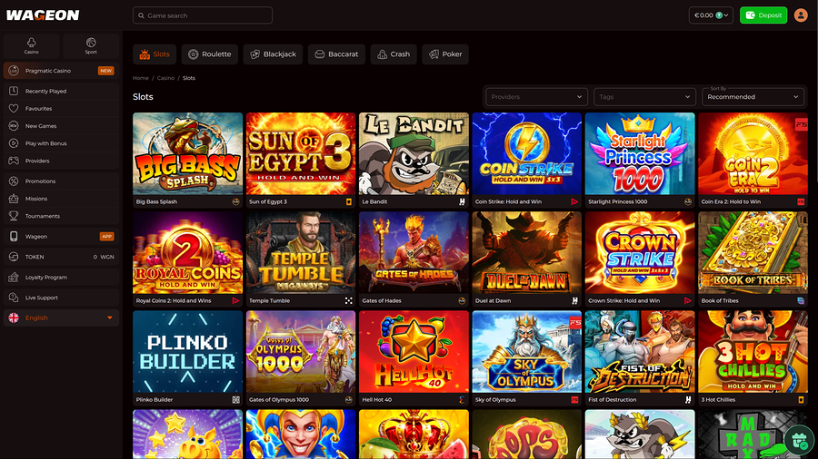 Juegos de escritorio de Wageon Casino