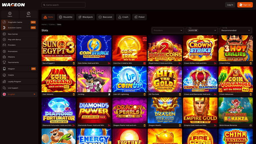 Jackpot de escritorio de Wageon Casino