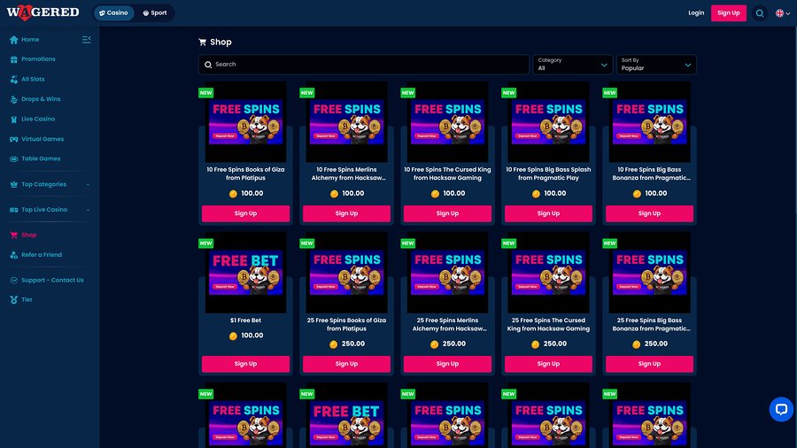 Wagered Casino Desktop Shop