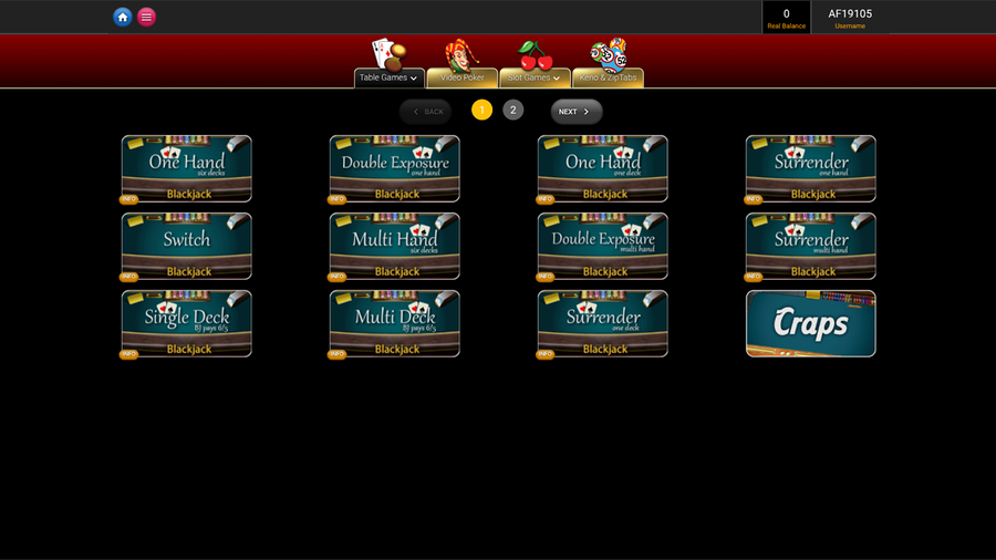 WagerWeb Casino Desktop Games