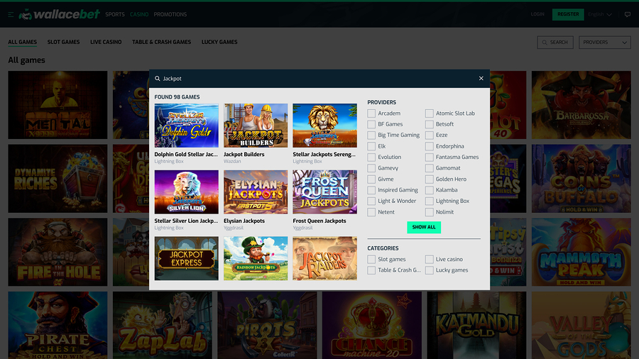 Wallacebet Casino Desktop Jackpot