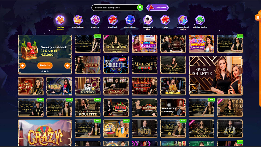 Wazamba Casino Desktop Live Dealer