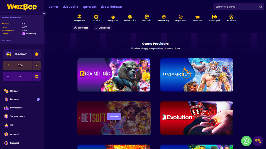 Wazbee Casino Desktop Game Developers